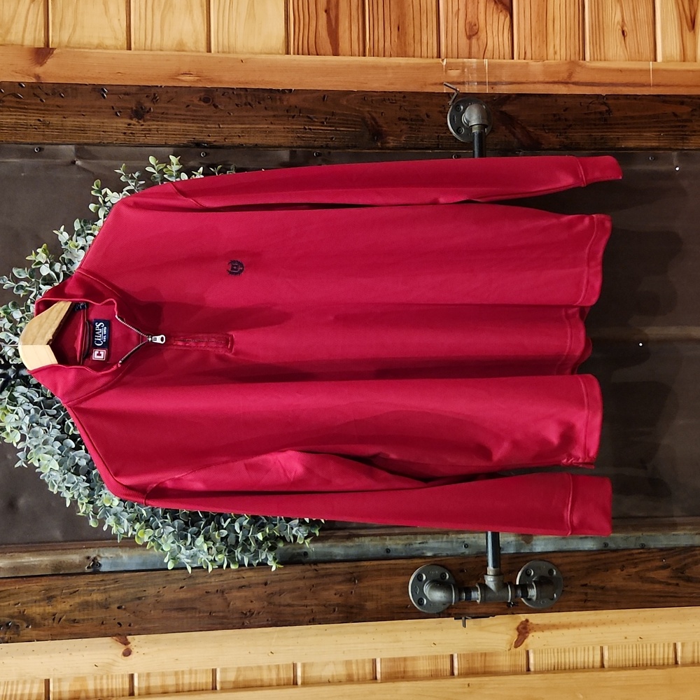 Mens Chaps Brand 1/4 zip Pullover Red Shirt
